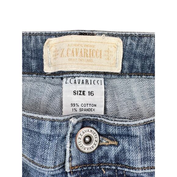 Vintage Z Cavaricci Jeans Embroidered Embellished Flowers light wash Sz 16 - Picture 6 of 9